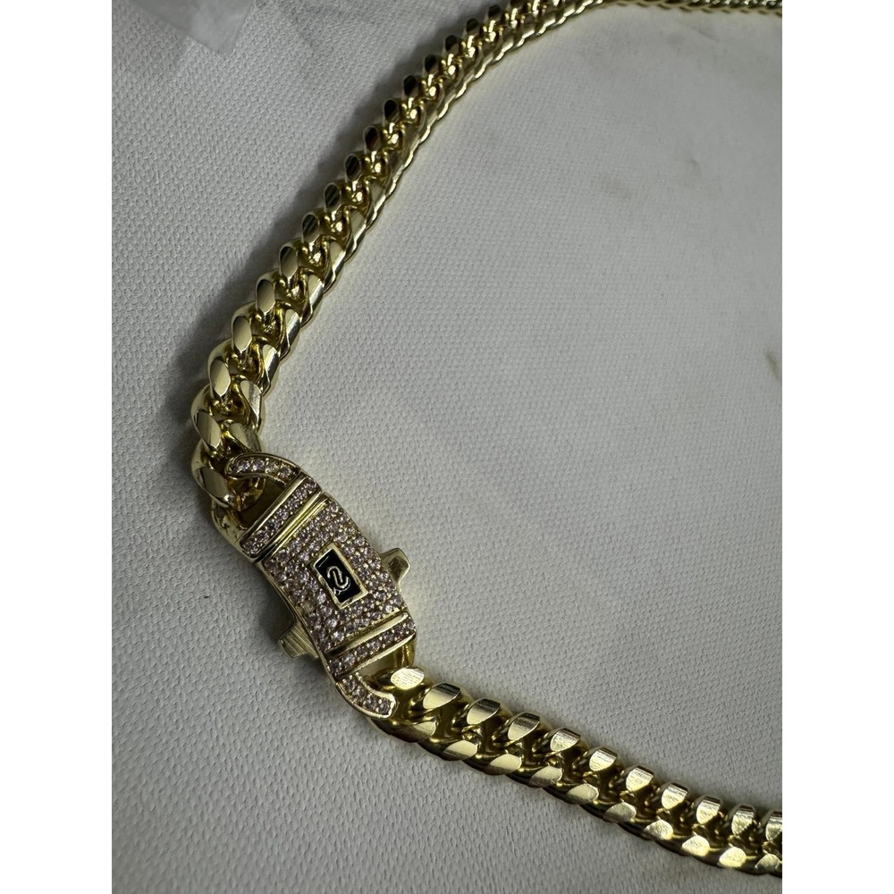 Cuban Link Necklace Gold Filled Cubic Zirconia 16mm 16 Inch Jewelry